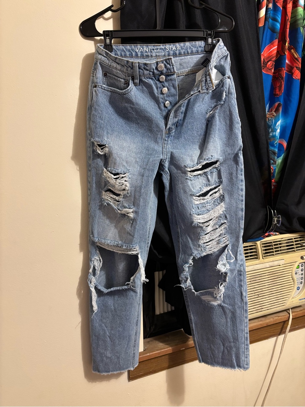 Vanilla Star Light Blue Distressed Boyfriend Jeans